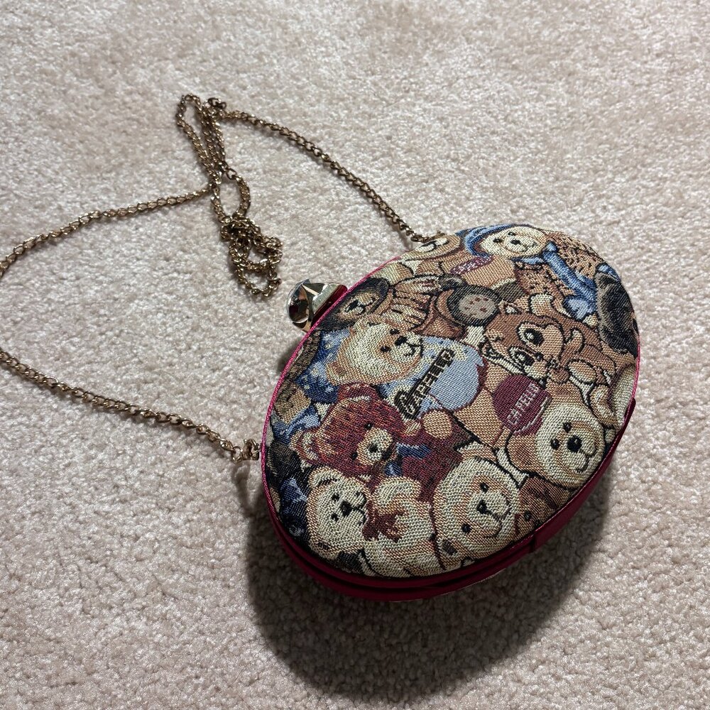 Multicolored Vintage Capello Round Dog Purse with Diamond Closure
